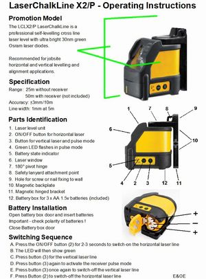 Special LaserChalkLine X2 Green Cross Line Laser Level - (Discontinued) X.Products