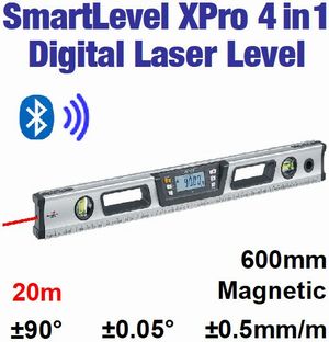 SmartLevel SDL60XP Digital Laser Spirit Level 600mm XPro 0.05° Magnetic w/Bluetooth & Voice Data [Industrial Grade] Digital Laser Levels