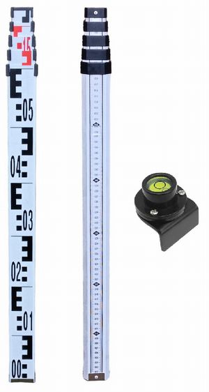 Telescopic Levelling Staff 2.5m 5-section + Level Levelling Staffs
