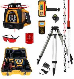 Spot-On SRL210CSS Rotary Laser Level HVP2/DDG Horizontal Vertical Plumb2 & Digital Dual Grade 800m XPro Construction Site Set + Promotion Spot-On Rotary Lasers